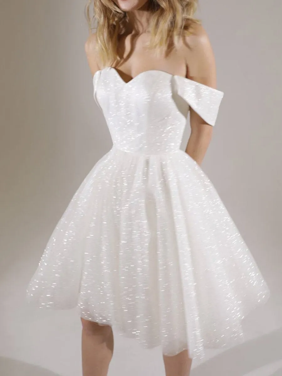 A-line dress with sequin fabric