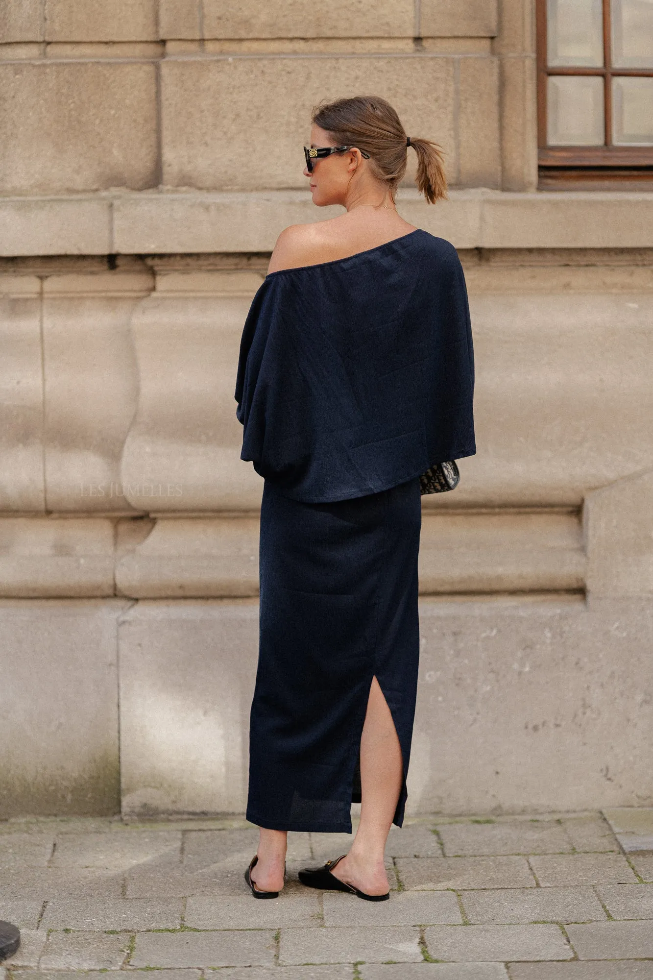 Aubrey off shoulder blouse navy