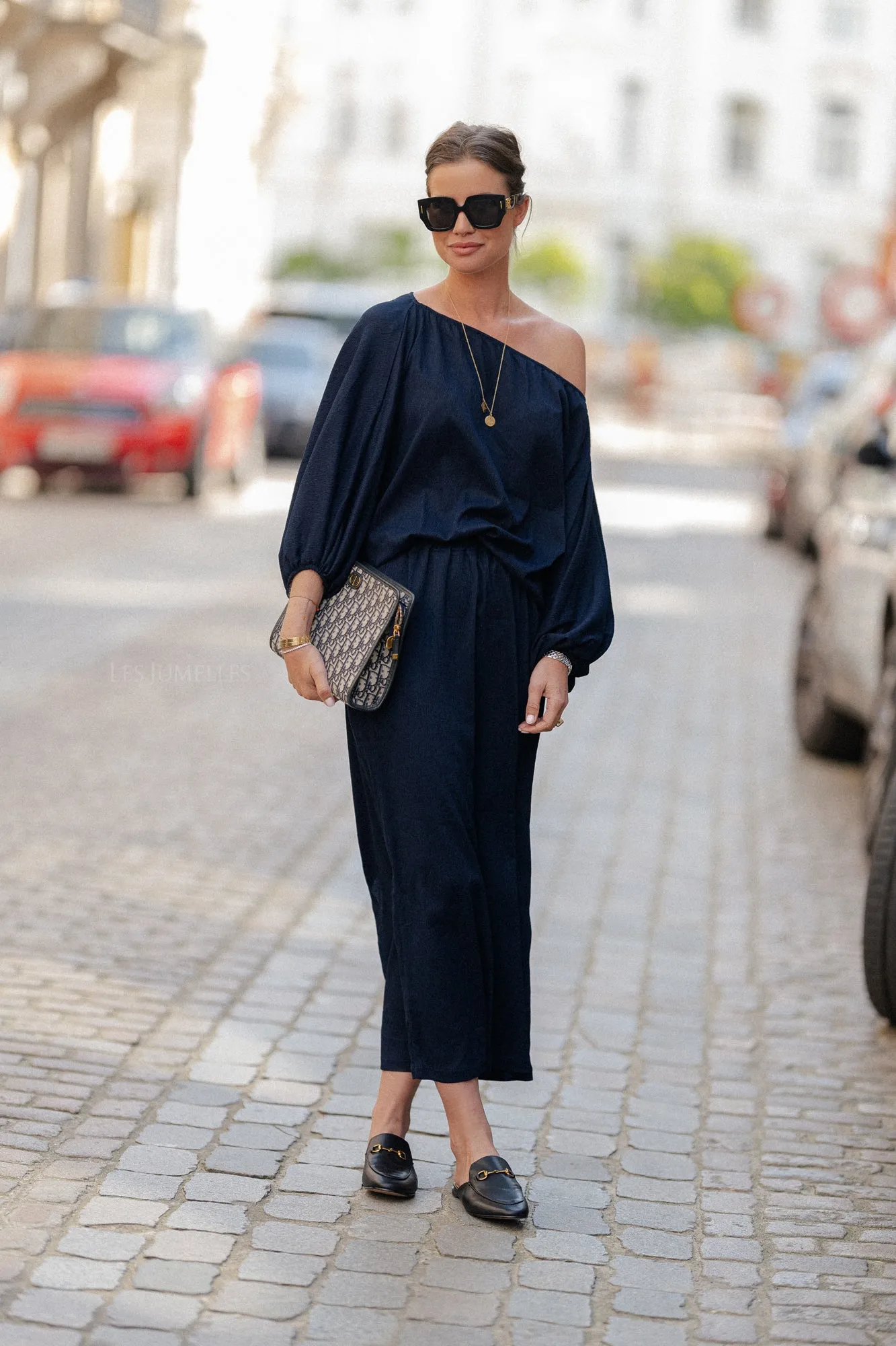 Aubrey off shoulder blouse navy