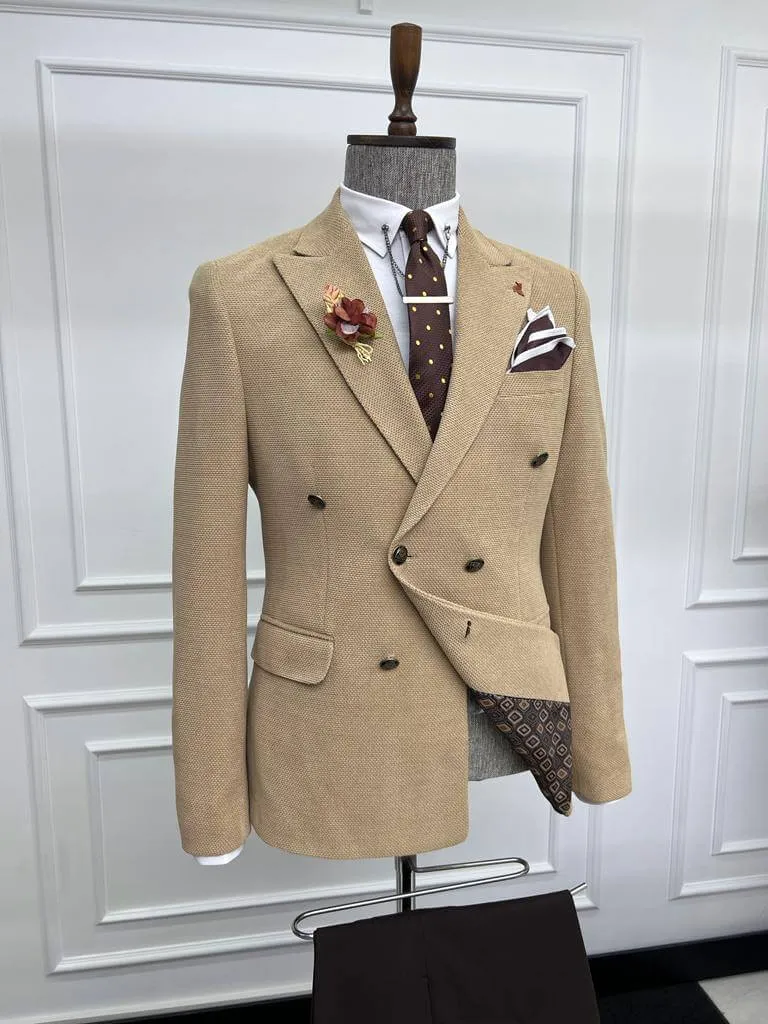 Beige Double Breasted Blazer