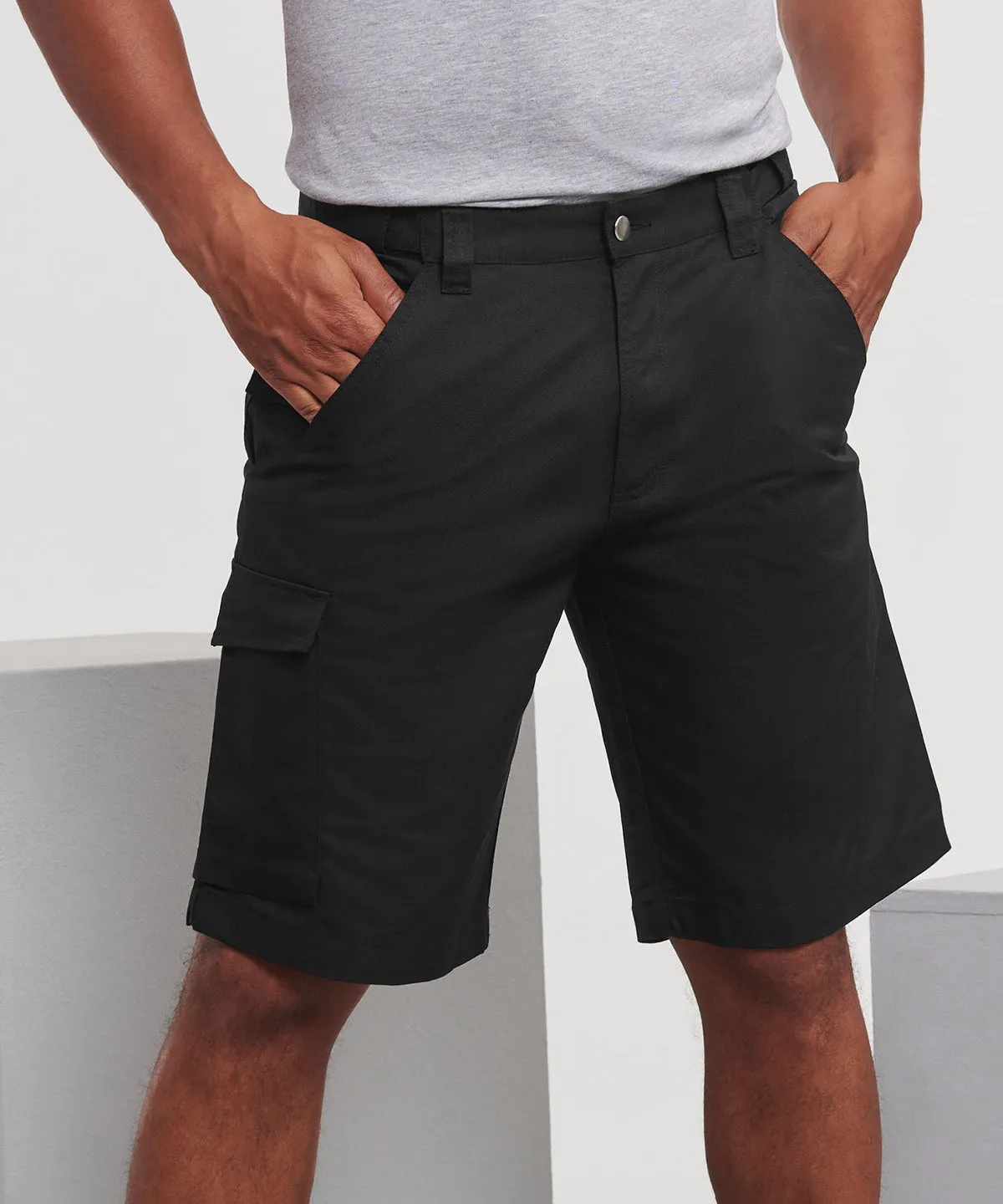 Black - Polycotton twill workwear shorts