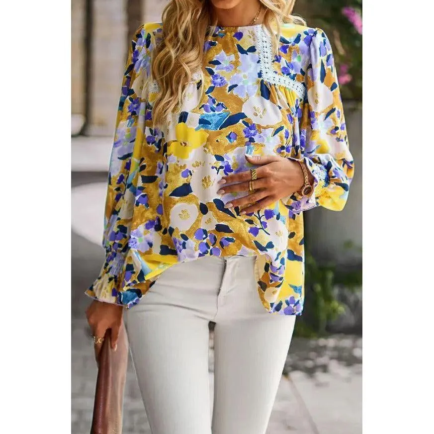 Dakota Yellow Floral Lace-Trim Top