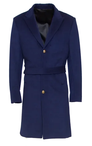 DEEP NAVY FITTED 6X6 BUTTON DOUBLE BREASTED WOOL PEACOAT W/ GOLD HARDWARE