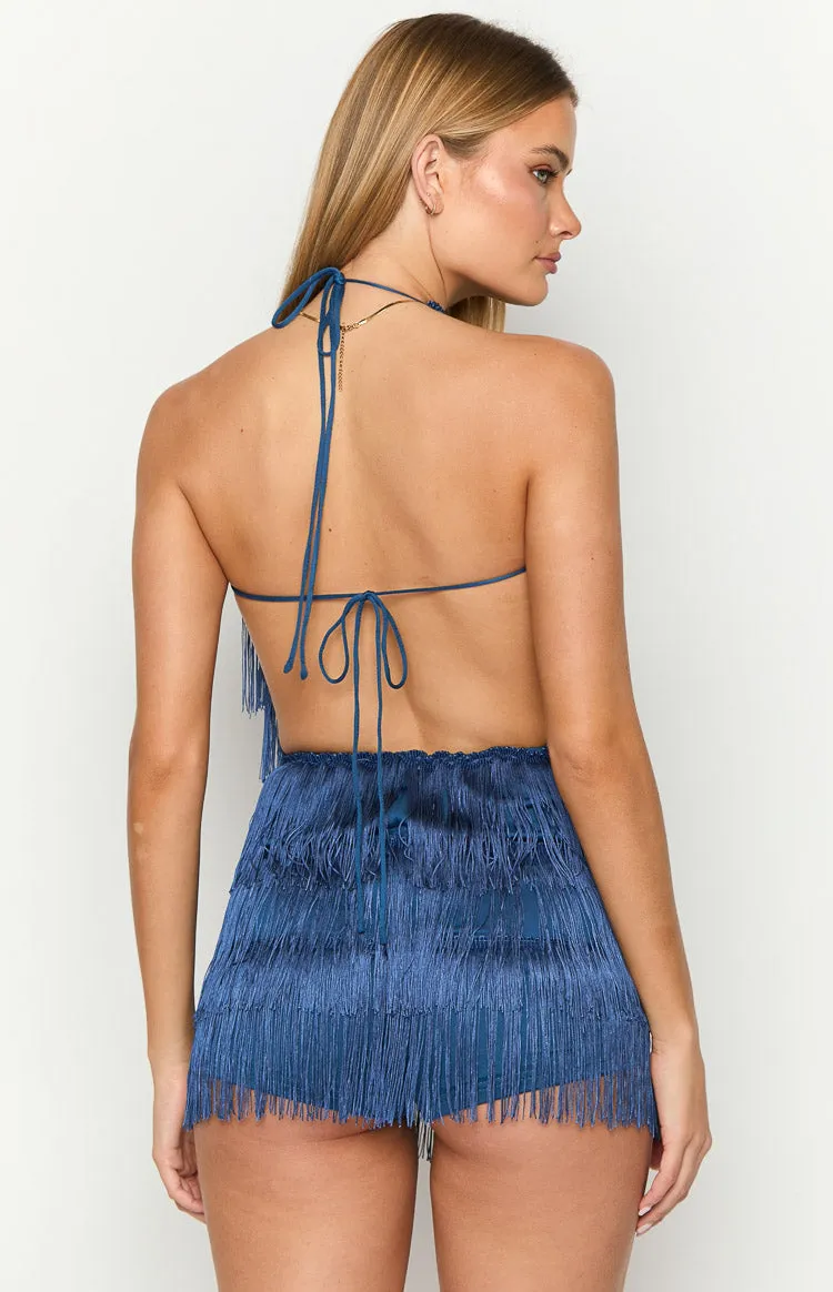 Demie Blue Tassel Playsuit