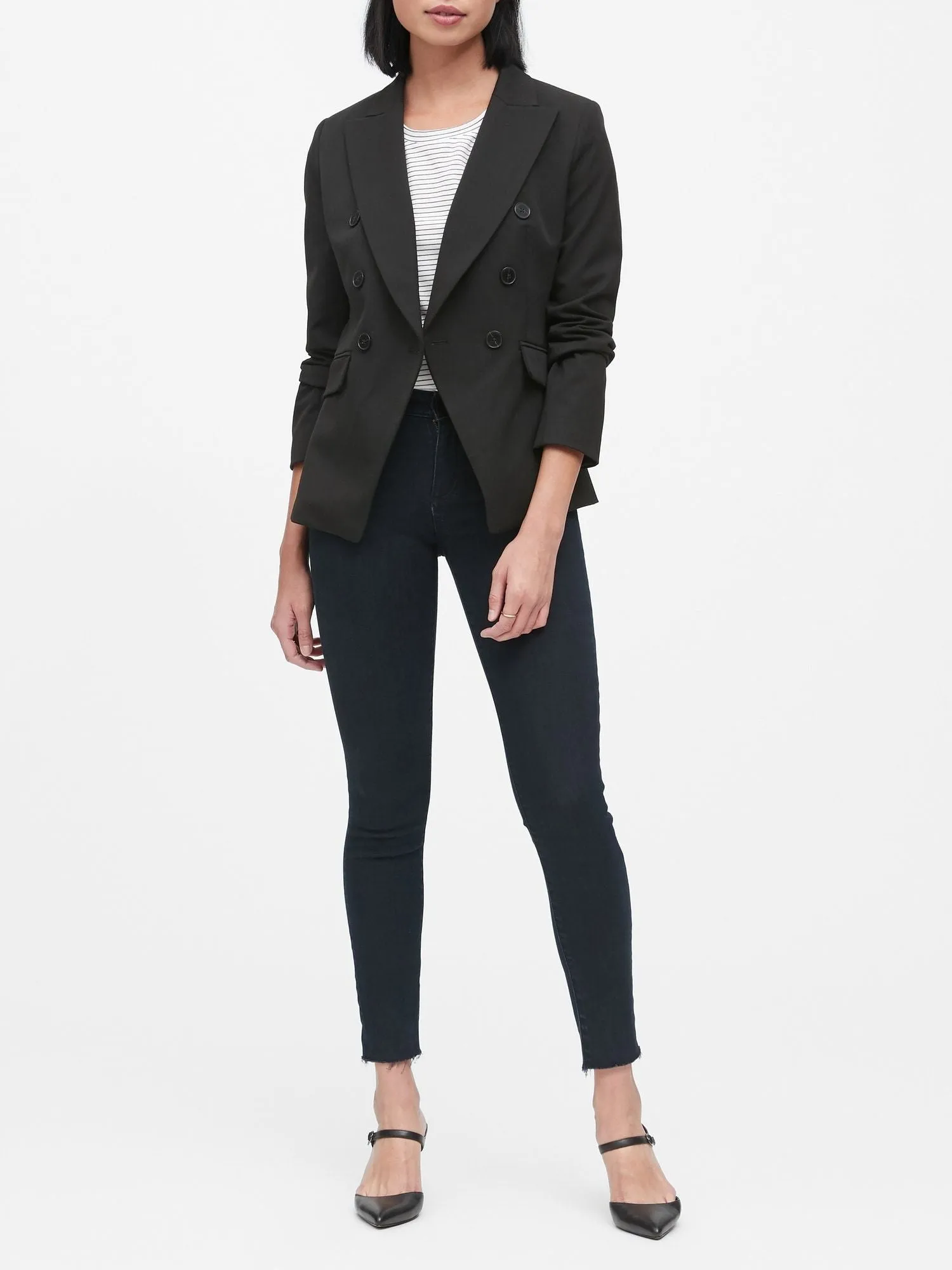 Double-Breasted Blazer In Black