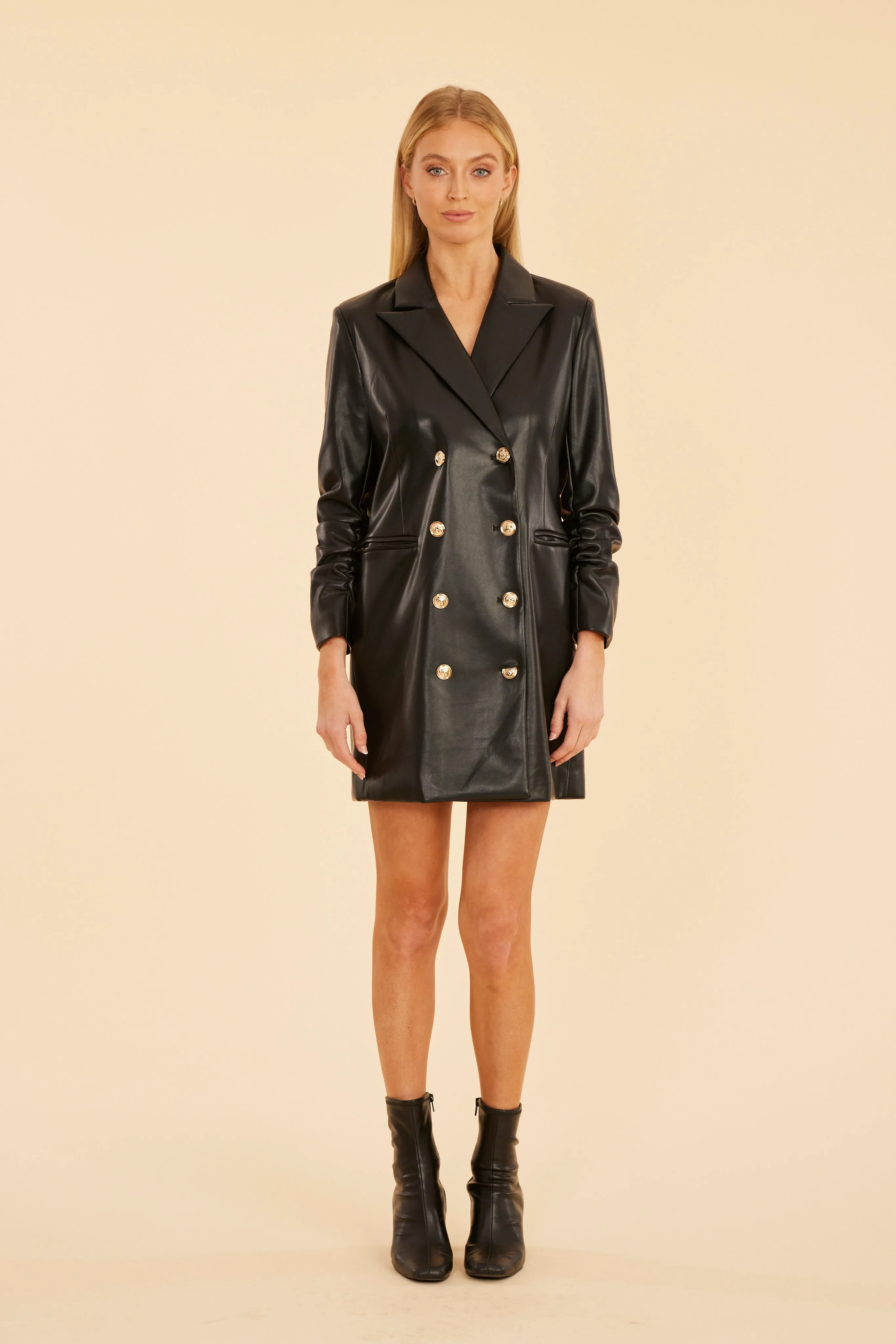 Faux Leather Blazer Dress