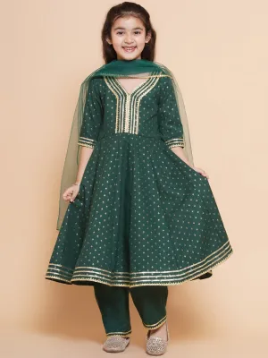 Girl's Ethnic Motifs Printed Kurta & Trousers With Dupatta - Bitiya By Bhama