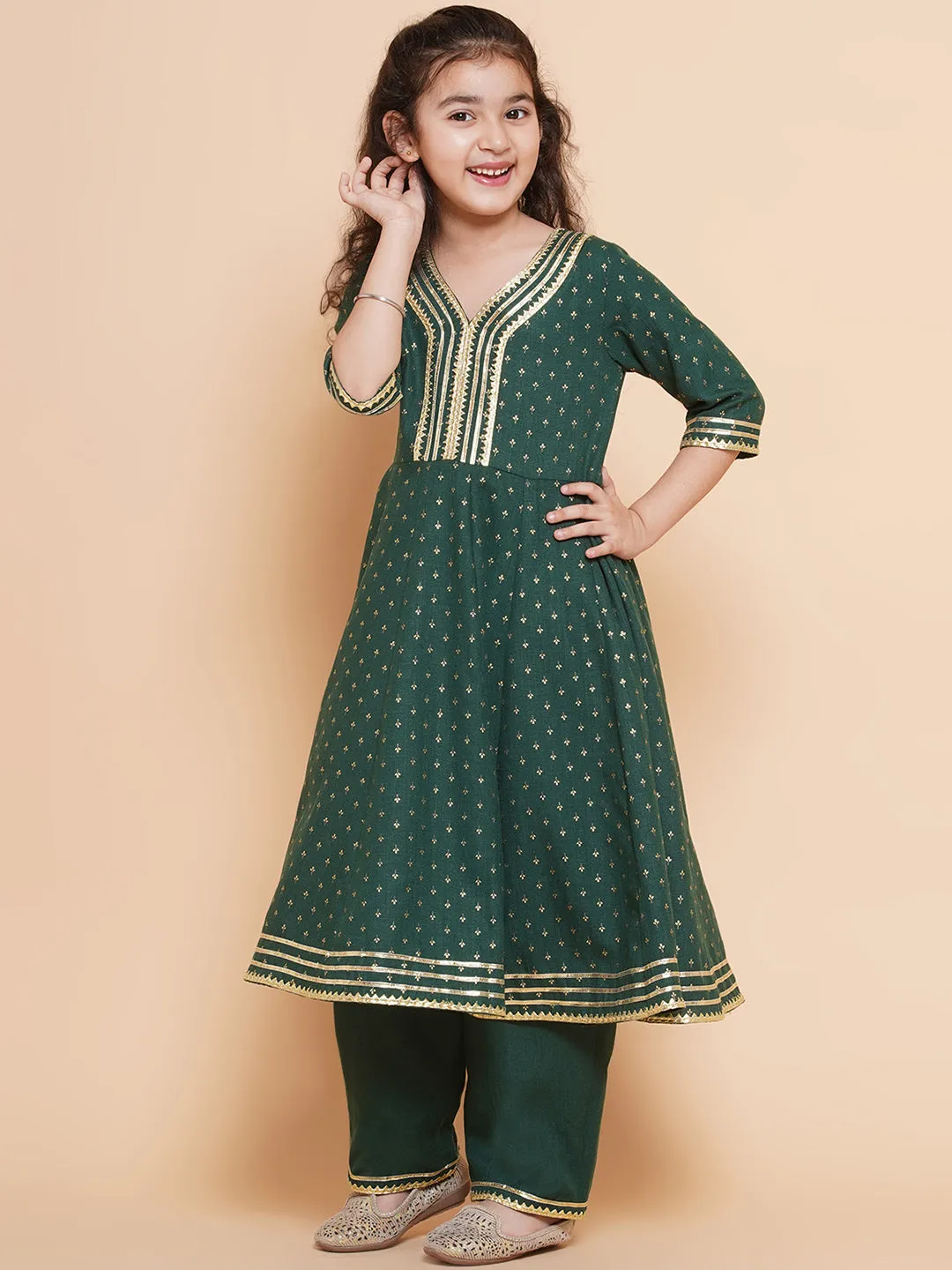 Girl's Ethnic Motifs Printed Kurta & Trousers With Dupatta - Bitiya By Bhama