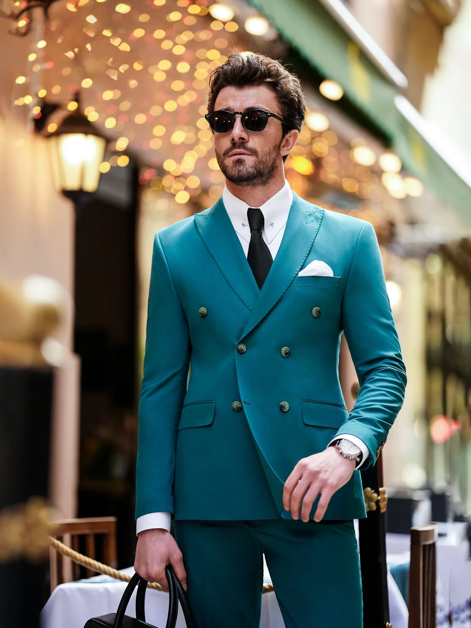 Green Double Breasted Suit 2-Piece