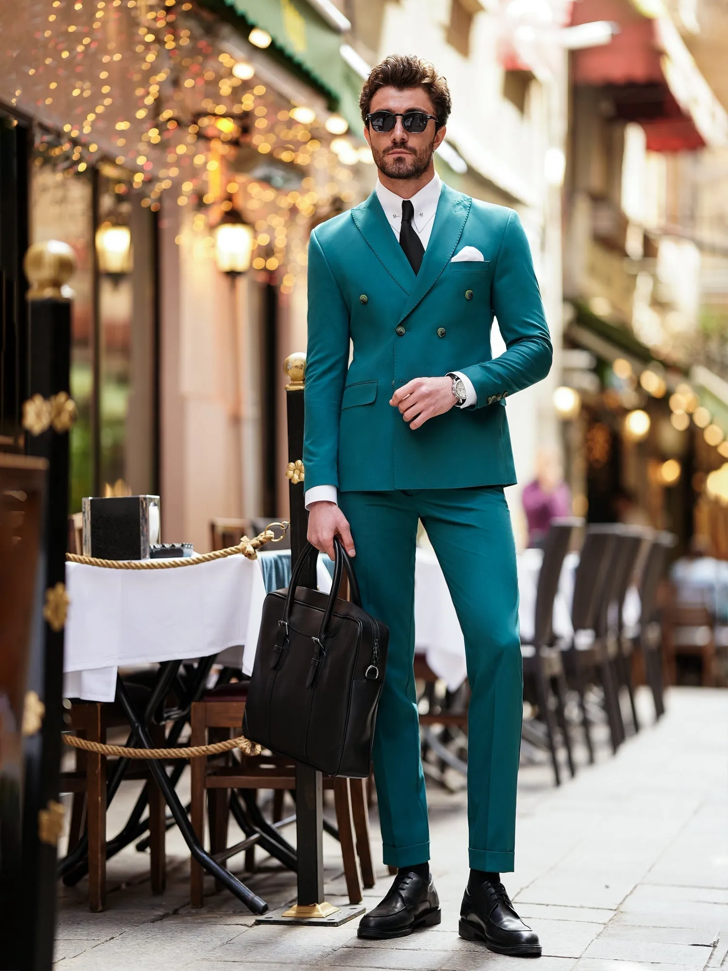 Green Double Breasted Suit 2-Piece