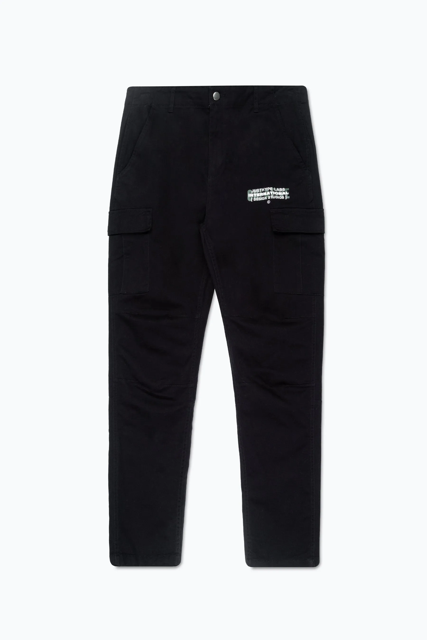 Hype Mens Black Stretch Cargo Trousers