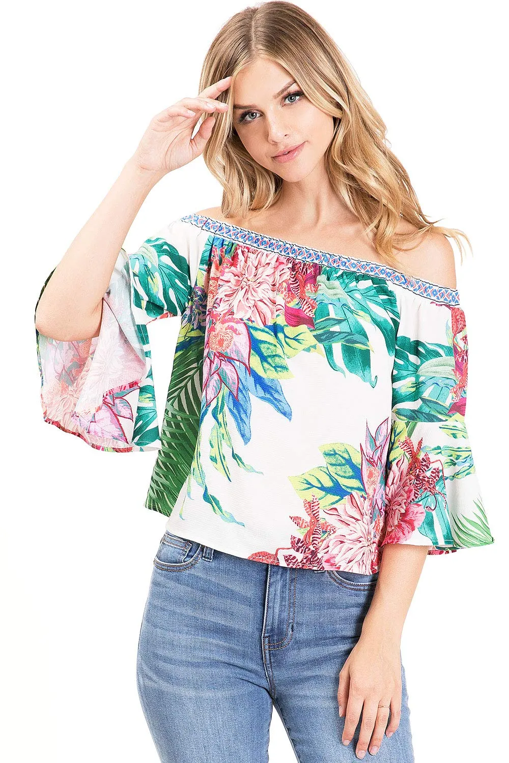 Island Bloom Off Shoulder Blouse