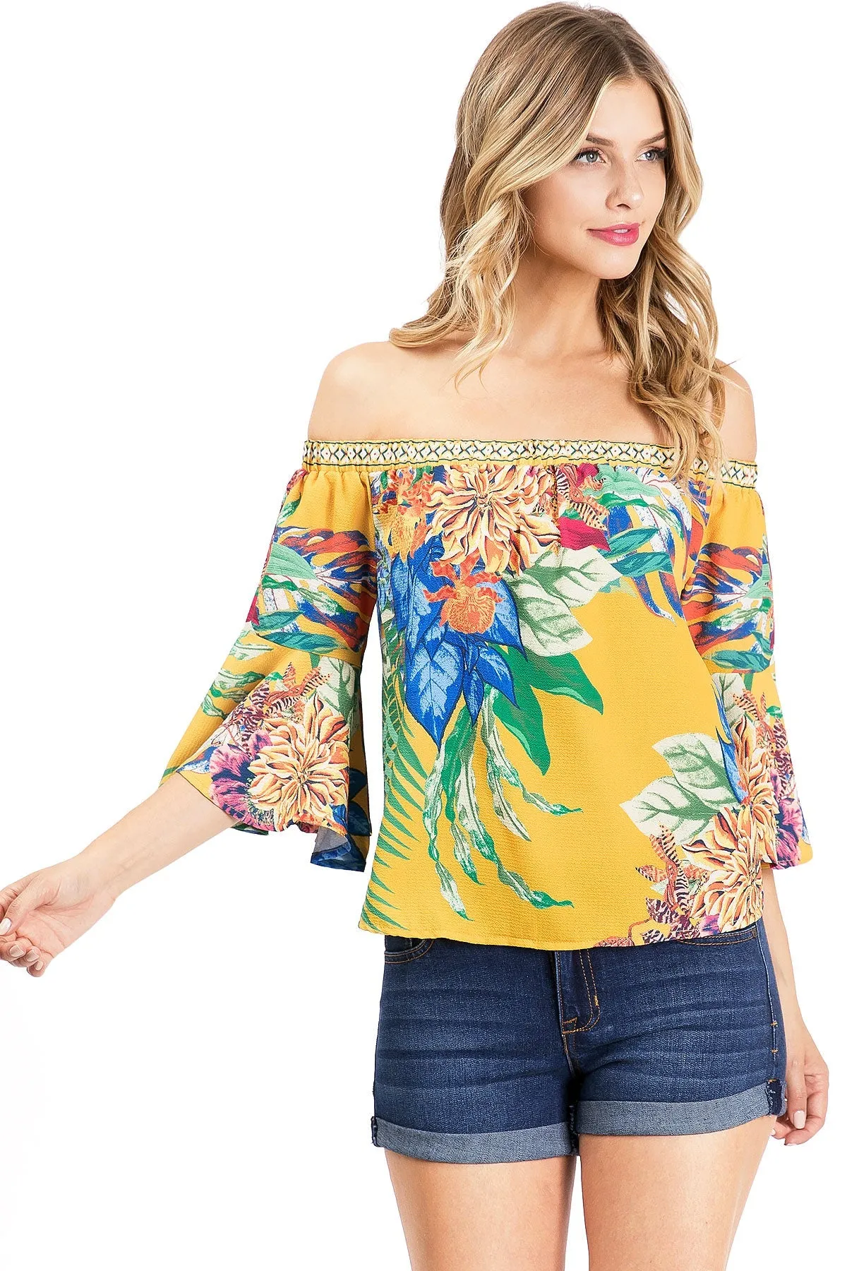 Island Bloom Off Shoulder Blouse