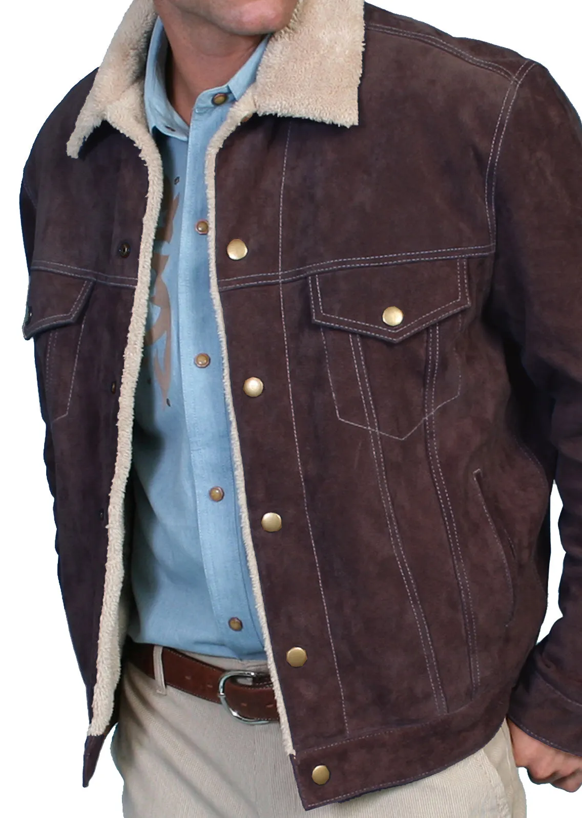 Jacket, Suede Leather Shearling Jacket - Style 113