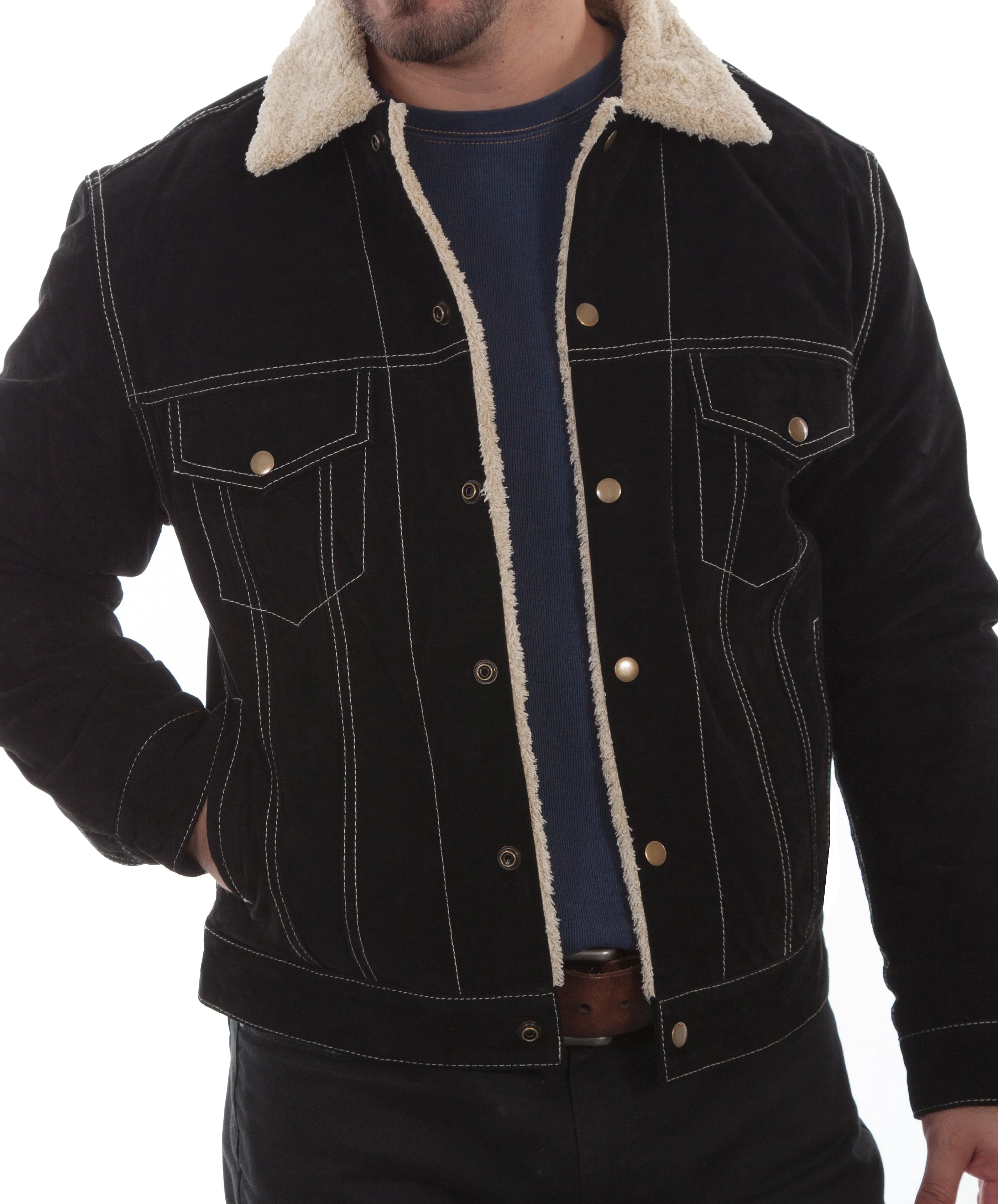 Jacket, Suede Leather Shearling Jacket - Style 113