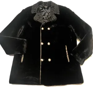 Kashani Black Persian Lambskin Peacoat Shearling