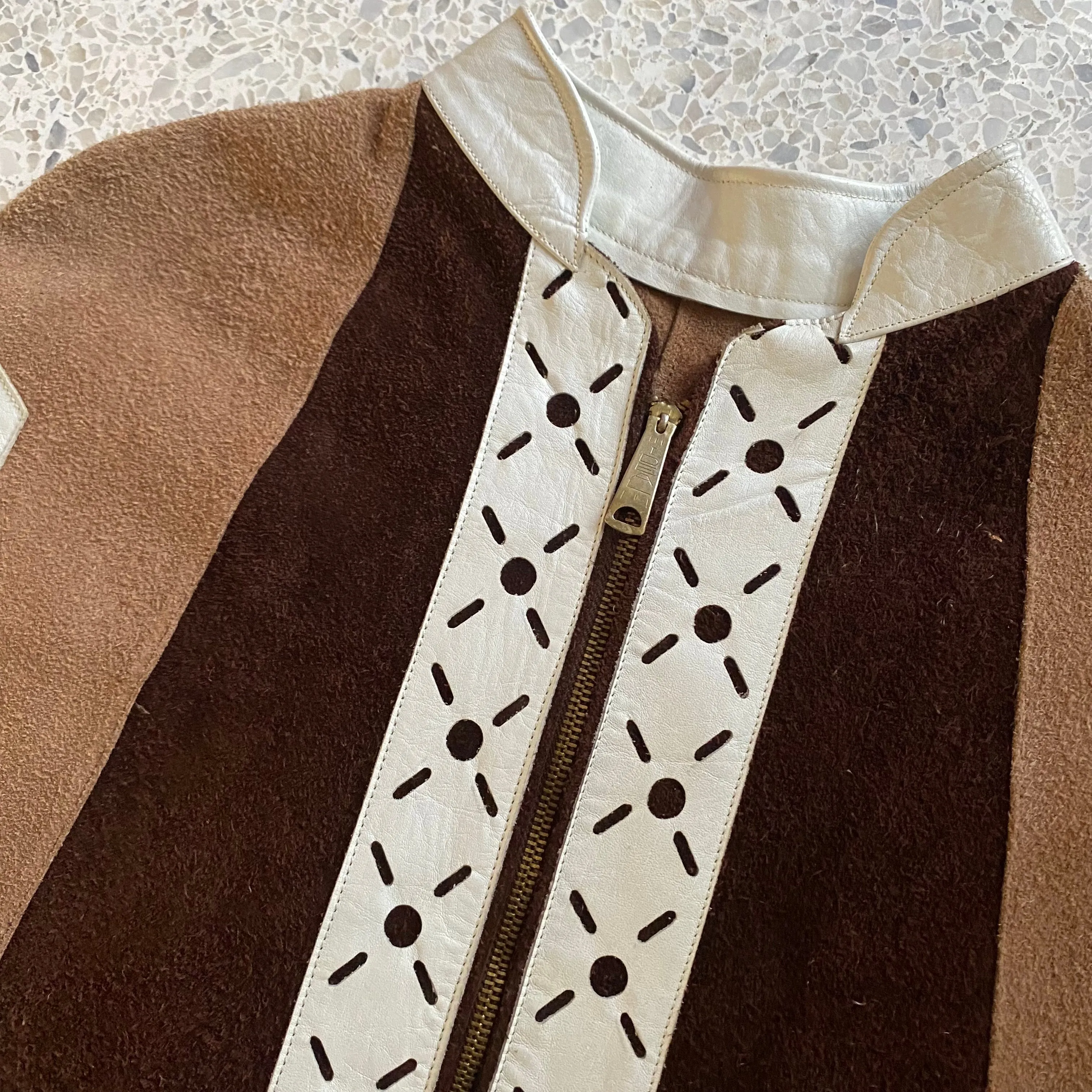 Late 60s/ Early 70s Leather & Suede Capelet Jacket