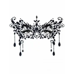 Masquerade Adhesive Face Jewels in Black - Leg Avenue