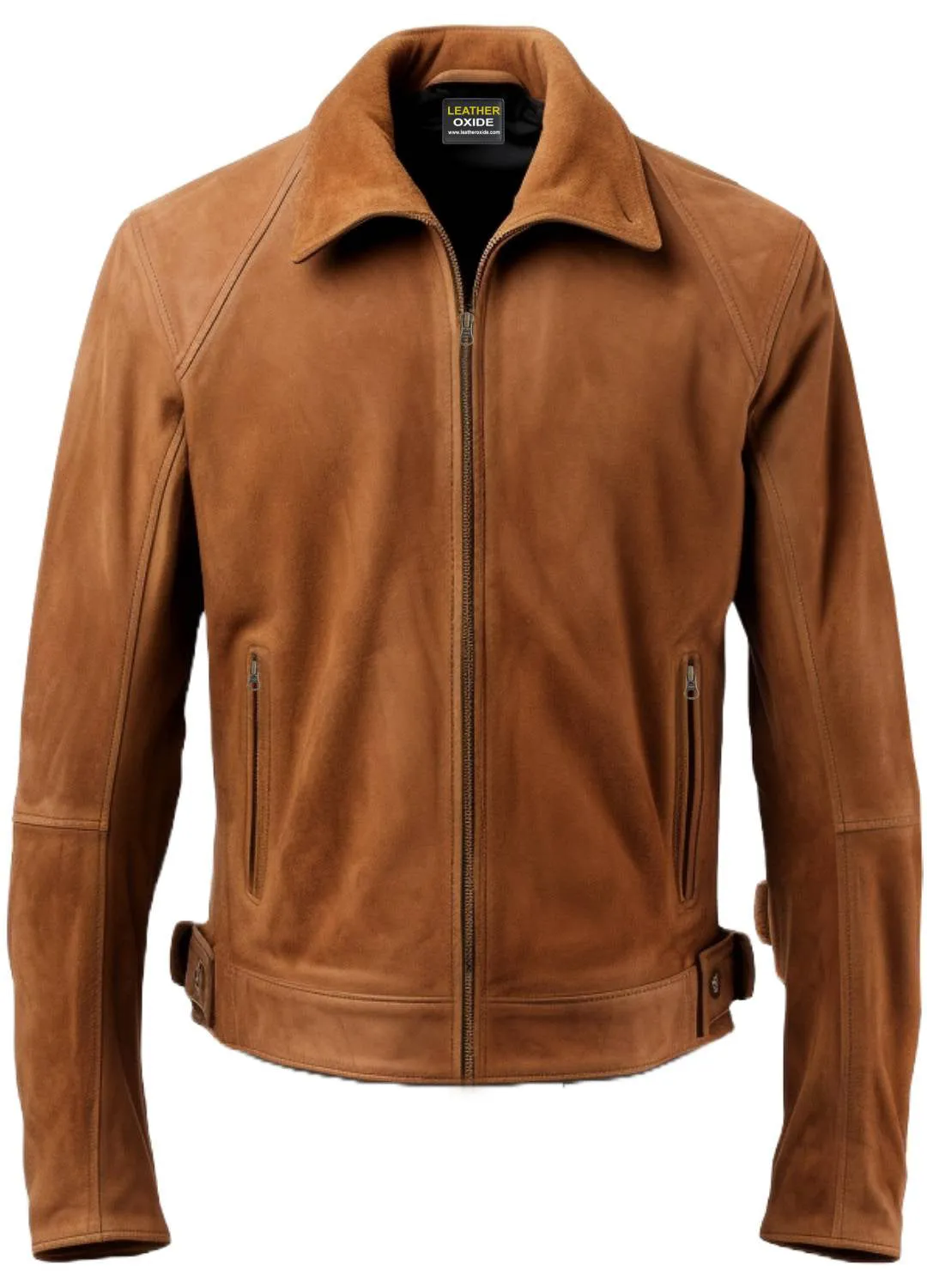 Men Suede Leather Jacket - Camel Brown Suede leather Jacket