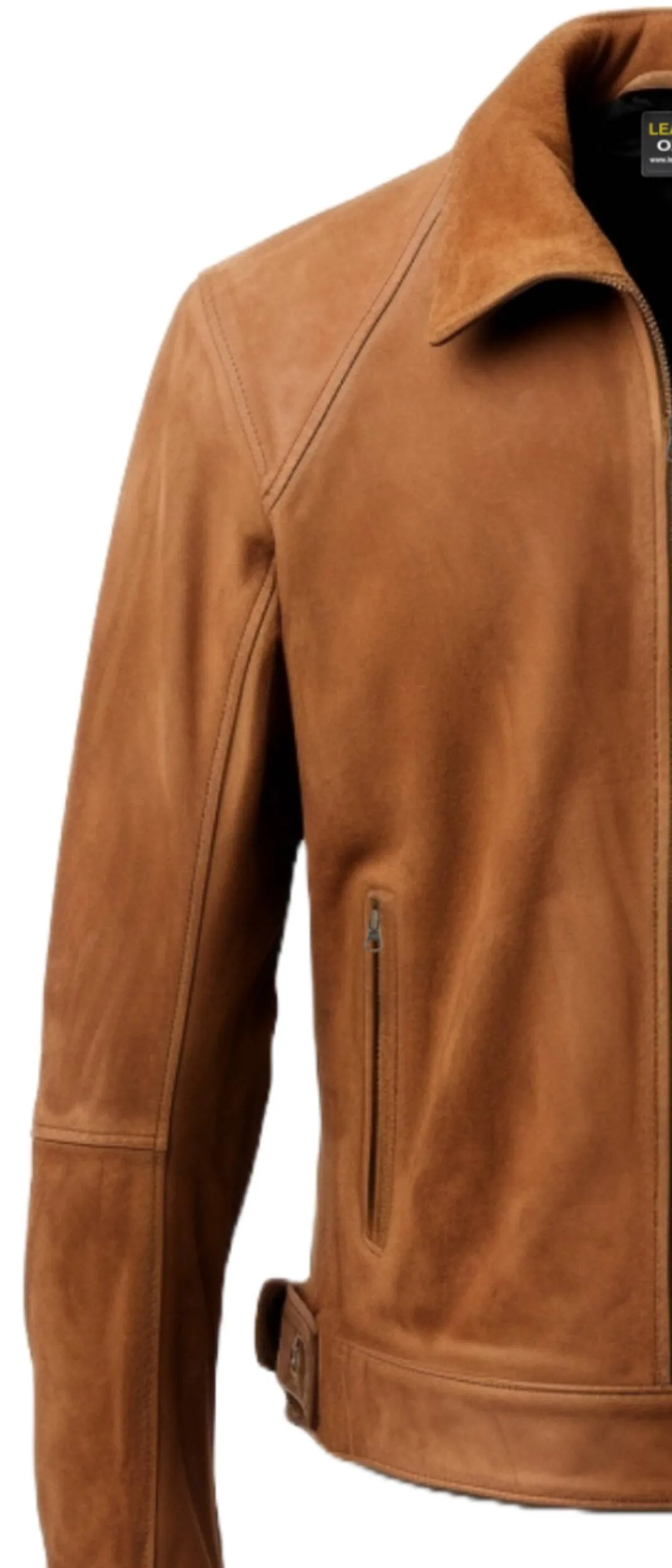 Men Suede Leather Jacket - Camel Brown Suede leather Jacket