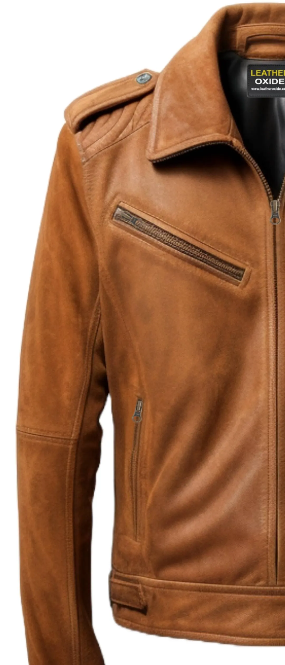 Men Suede Leather Jacket - Suede Leather Jacket Camel Brown