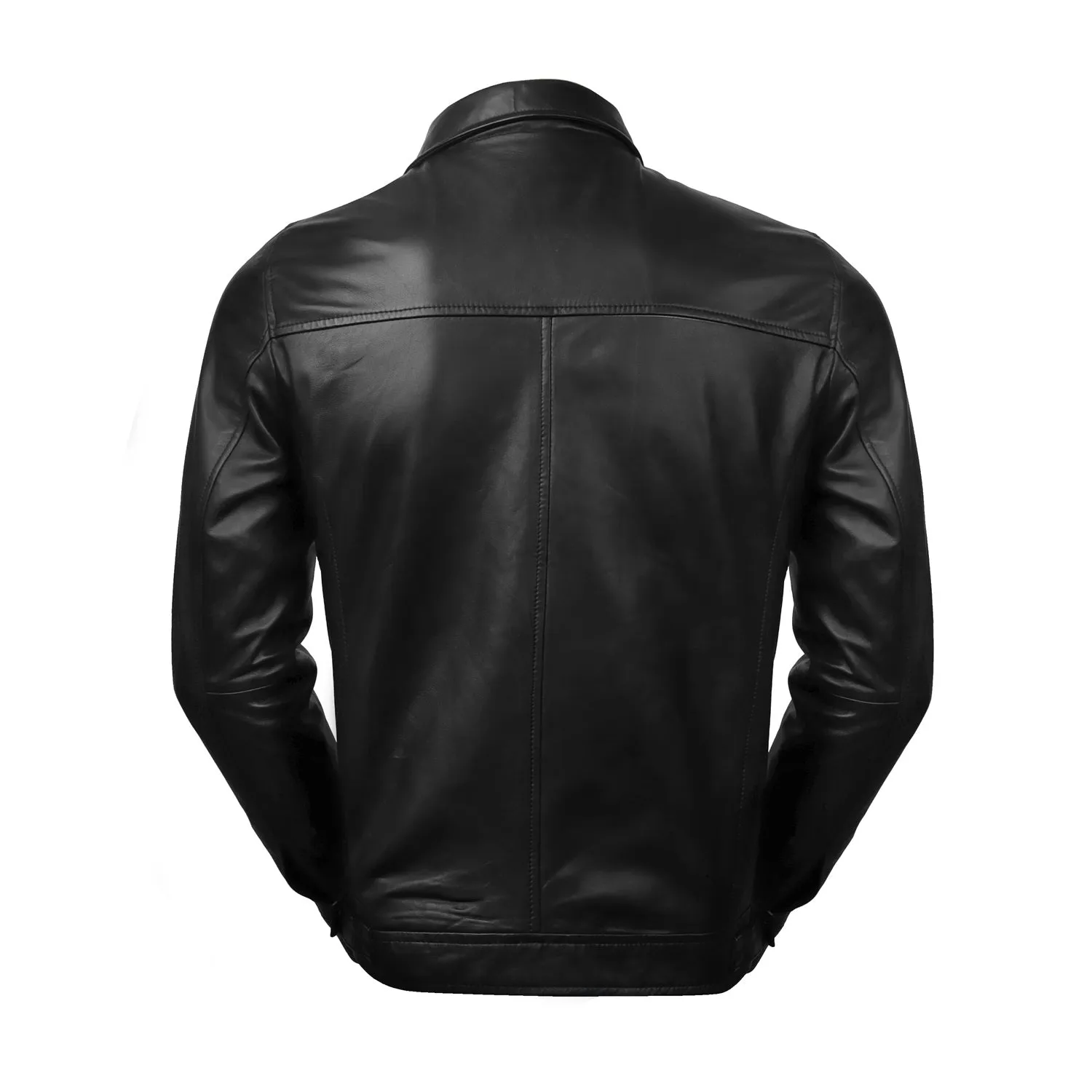 Men's Black Leather Club Collar Regular Fit Jacket By Brune & Bareskin