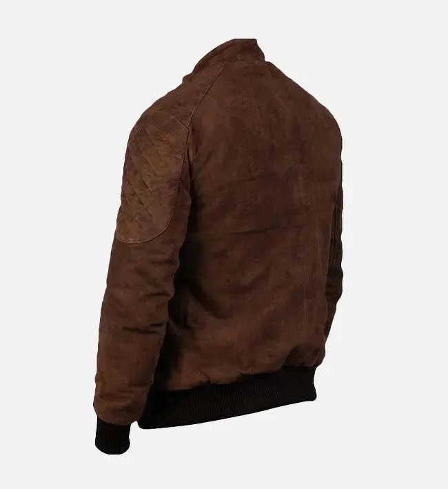 Men's Bomber Brown Suede Leather Jacket