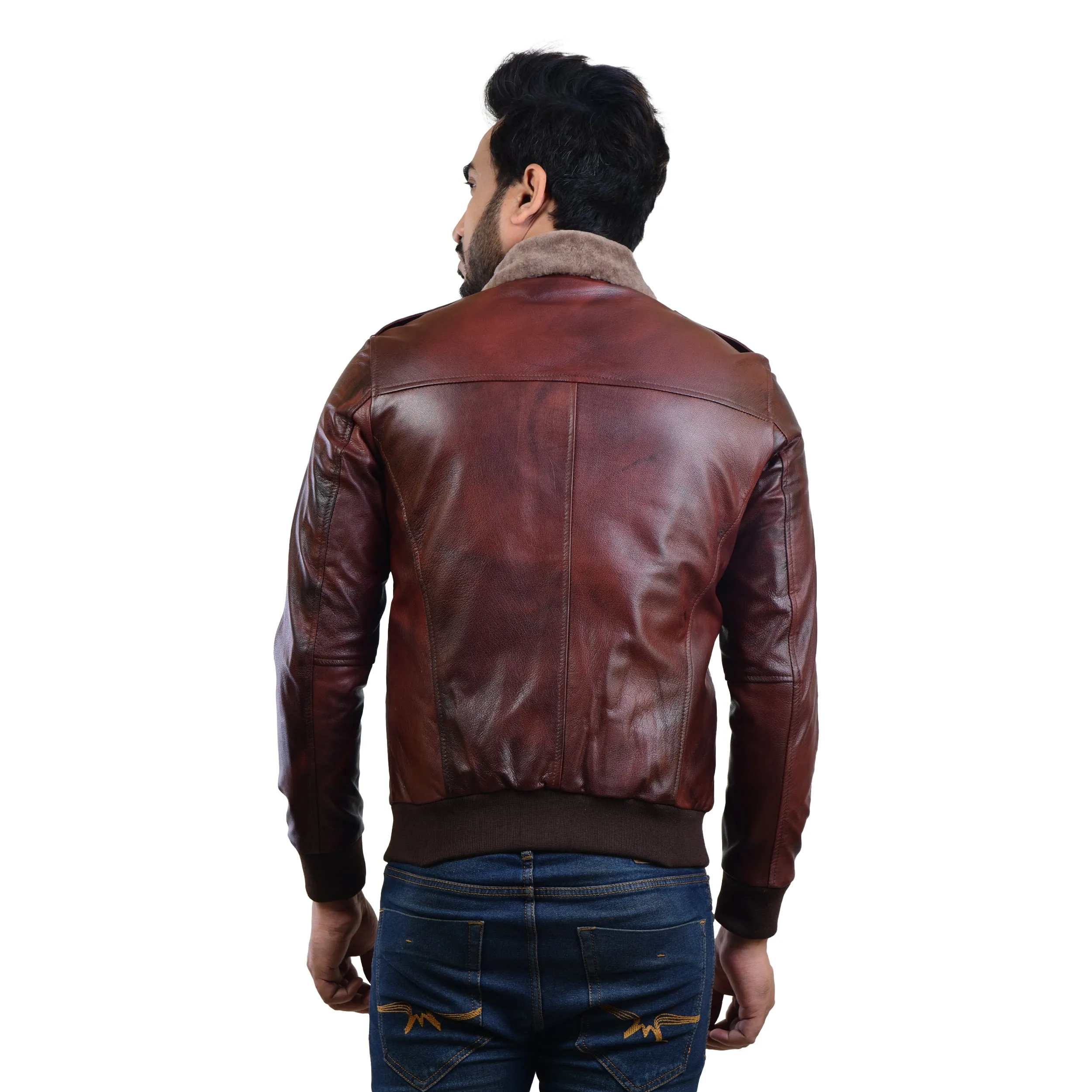 MENS LEATHER JACKET 410140(2 TONE)