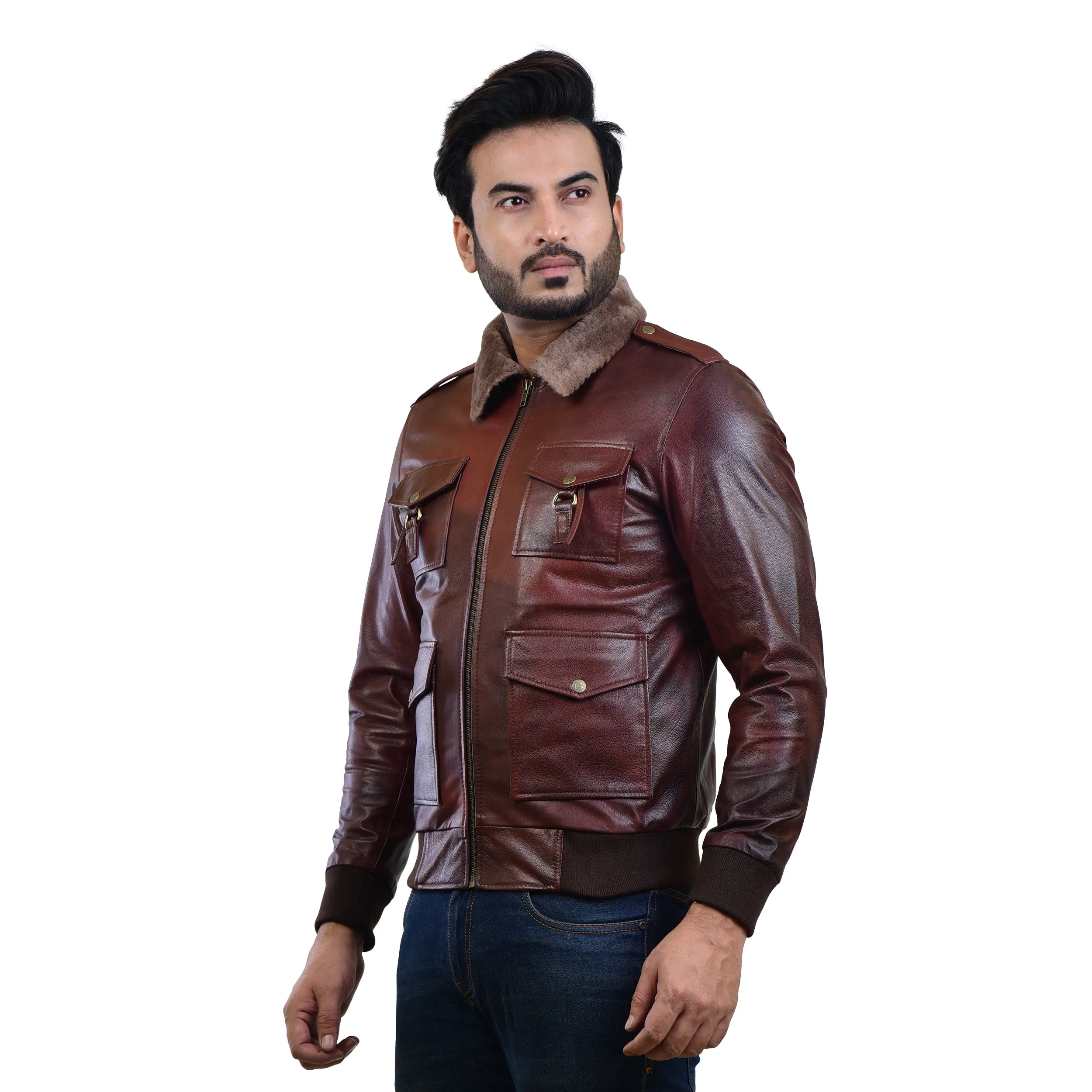 MENS LEATHER JACKET 410140(2 TONE)