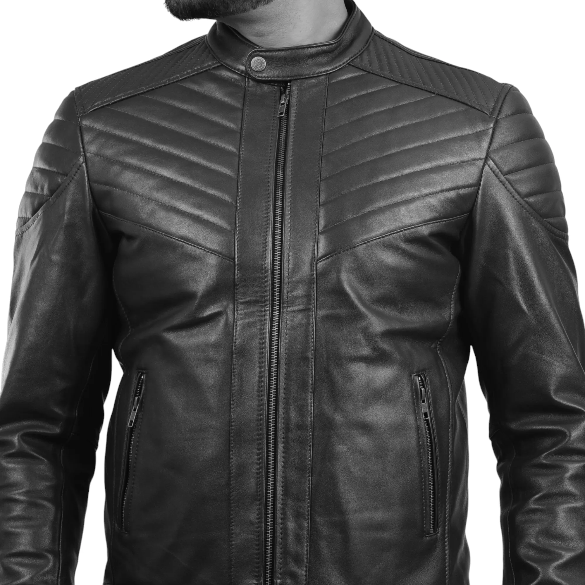 MENS LEATHER JACKET 410146(BLACK)