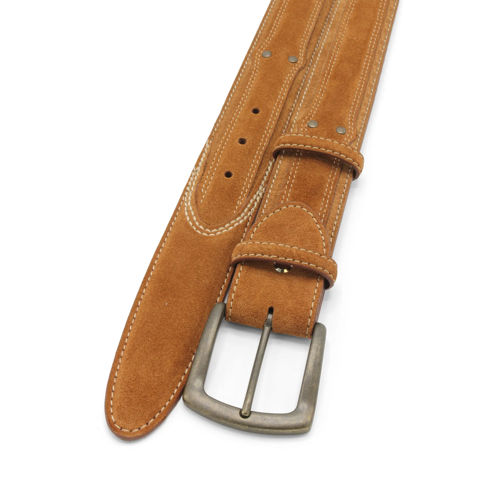 Newman Tan Suede Rivet Prong Belt