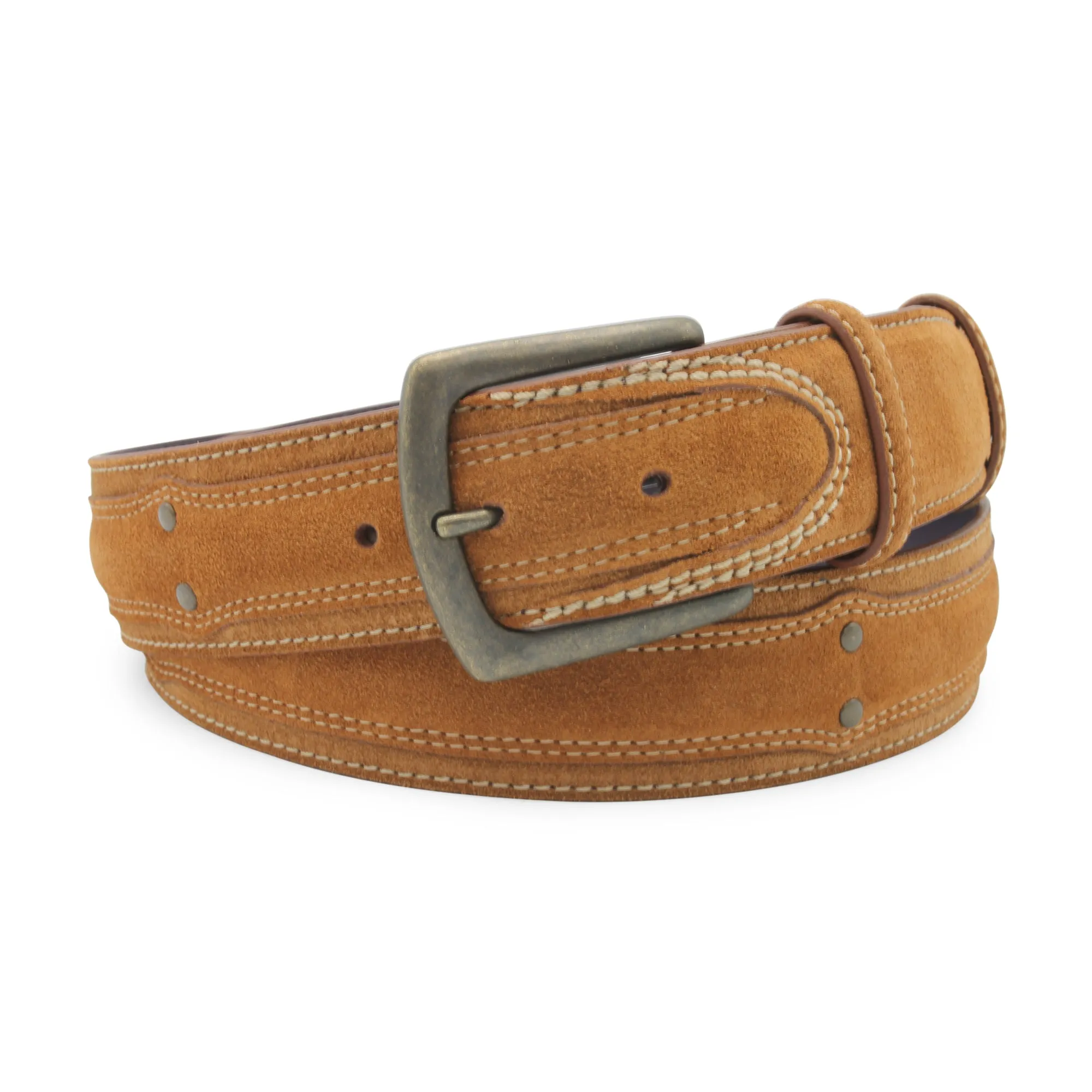 Newman Tan Suede Rivet Prong Belt