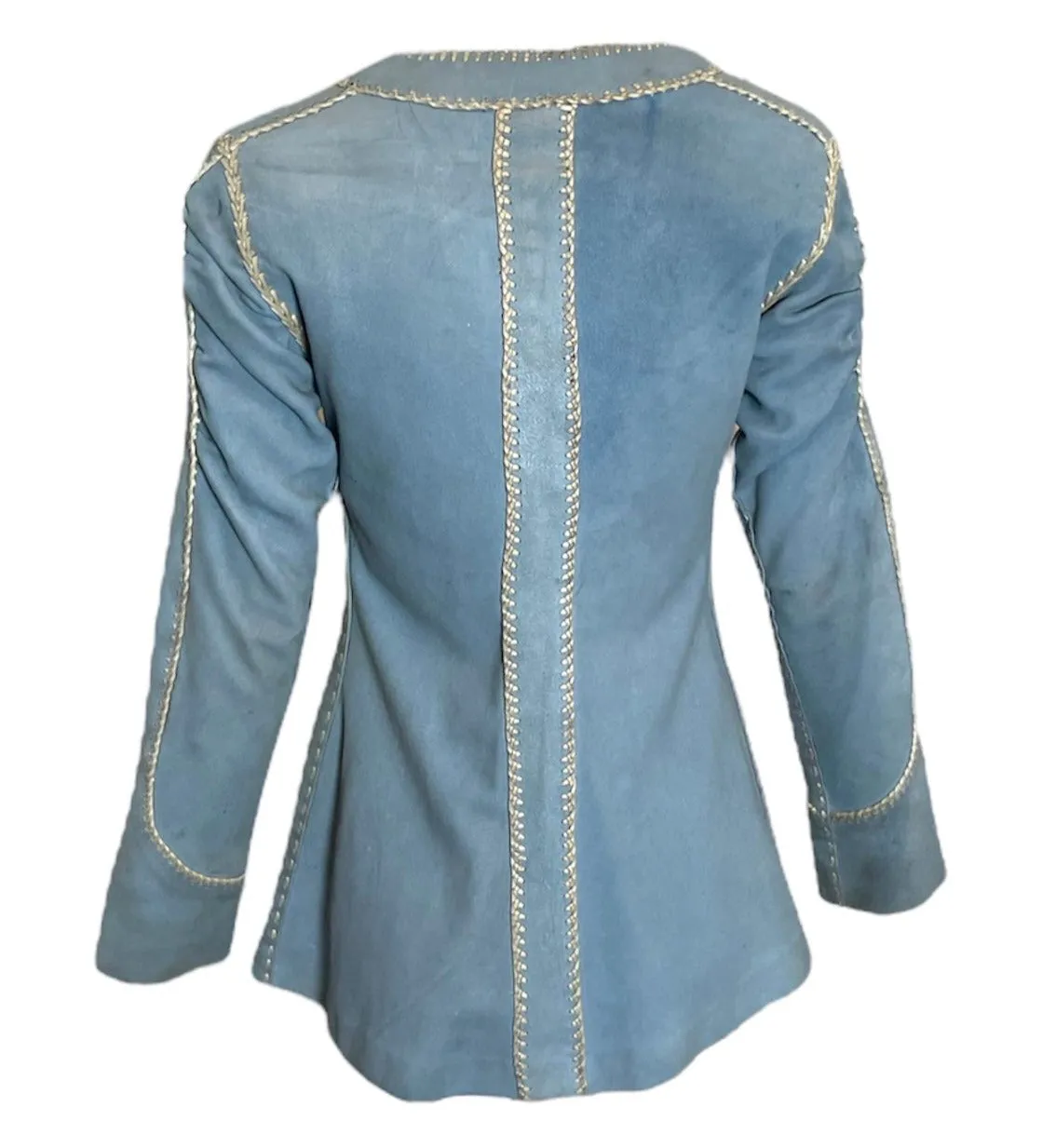 North Beach Leather 70s Baby Blue Suede Whipstitch Jacket