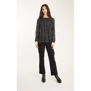 PLEATED GEORGETTE BLOUSE IN DOTTED PRINT