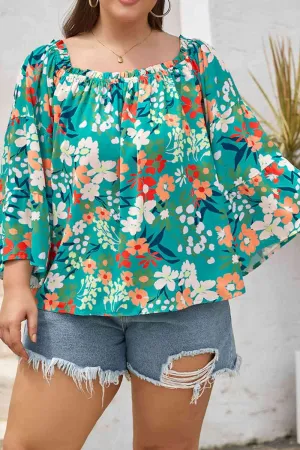 Plus Size Floral Off-Shoulder Resort Blouse