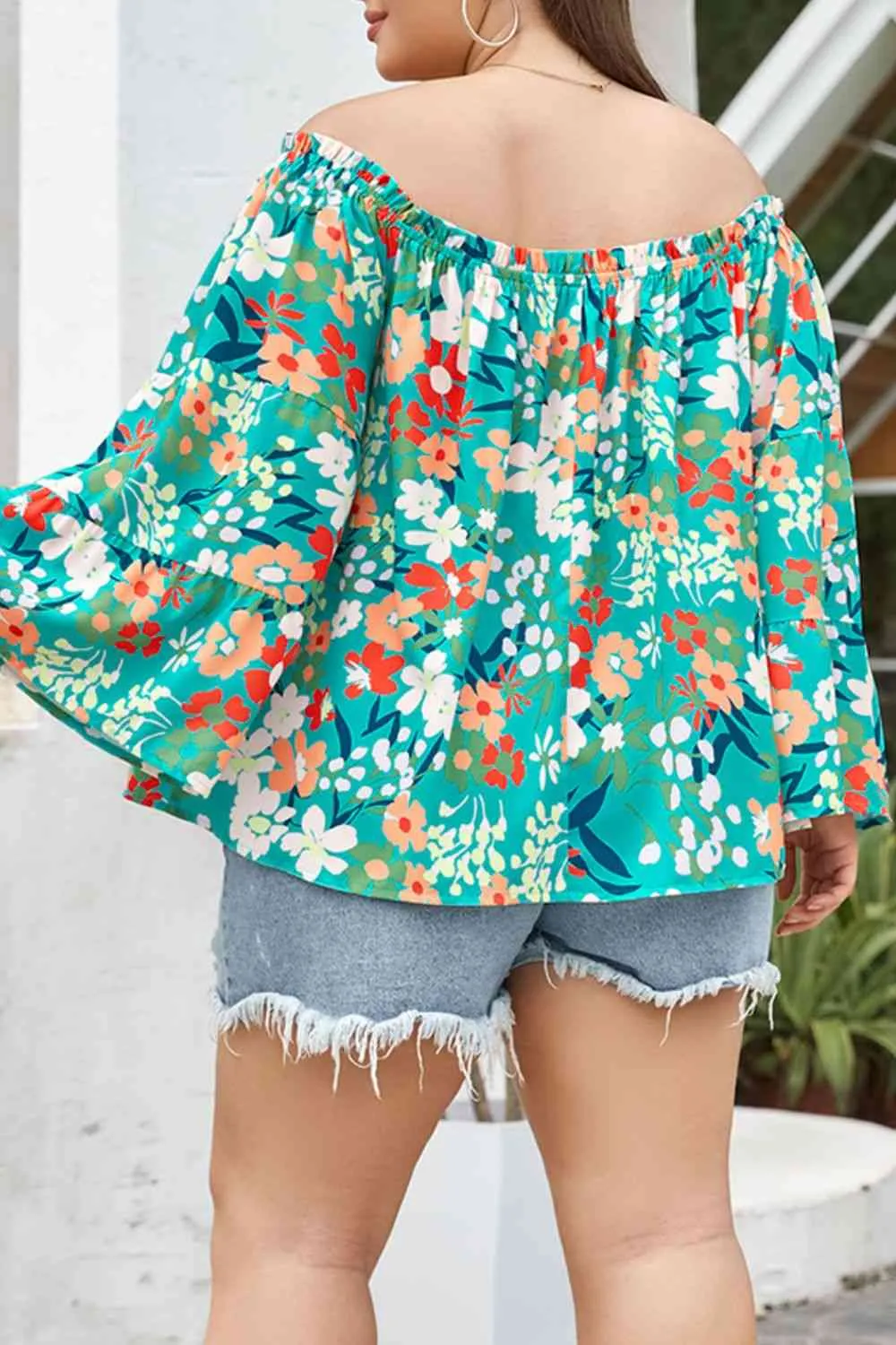 Plus Size Floral Off-Shoulder Resort Blouse