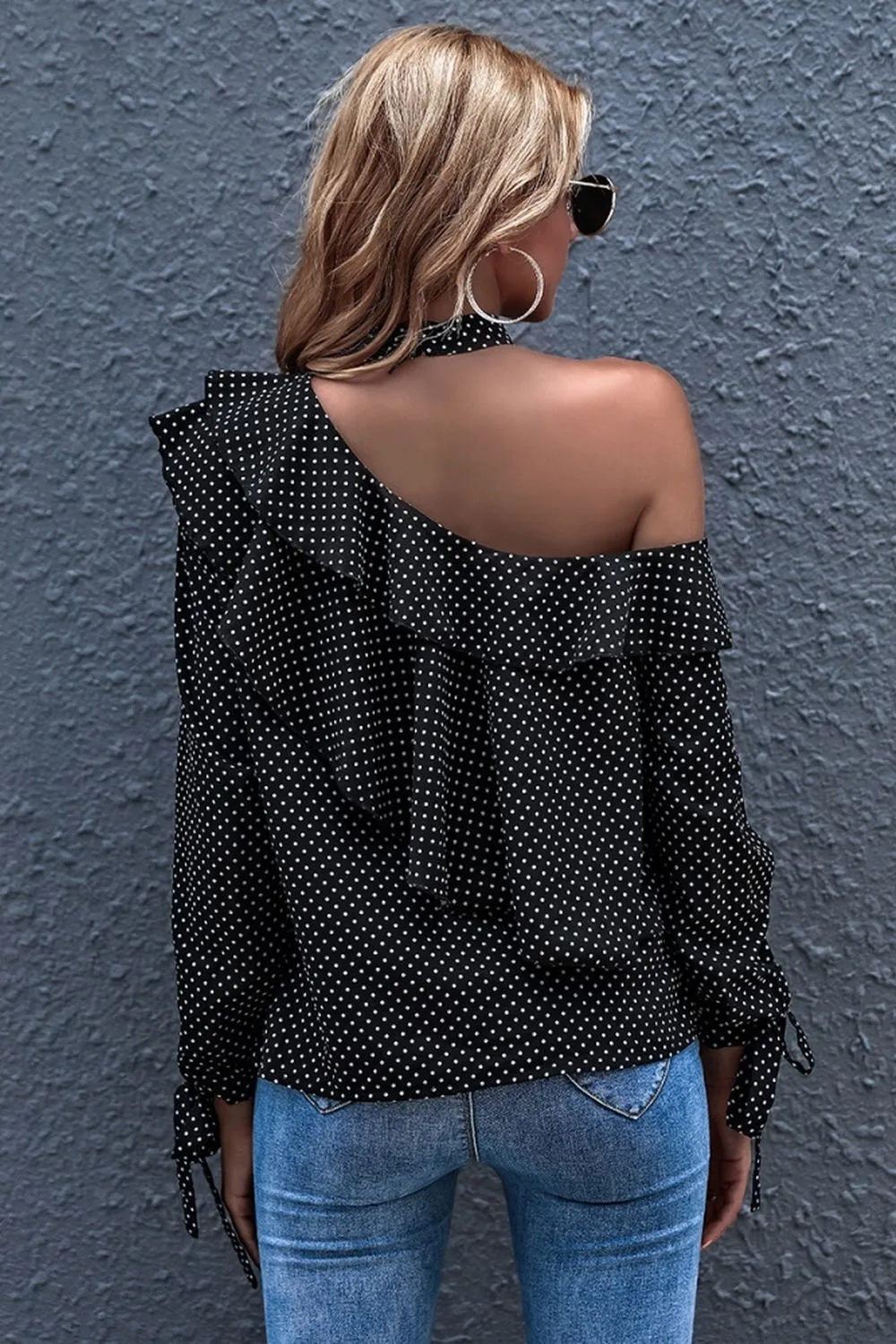 Polka Dot Off-Shoulder Blouse