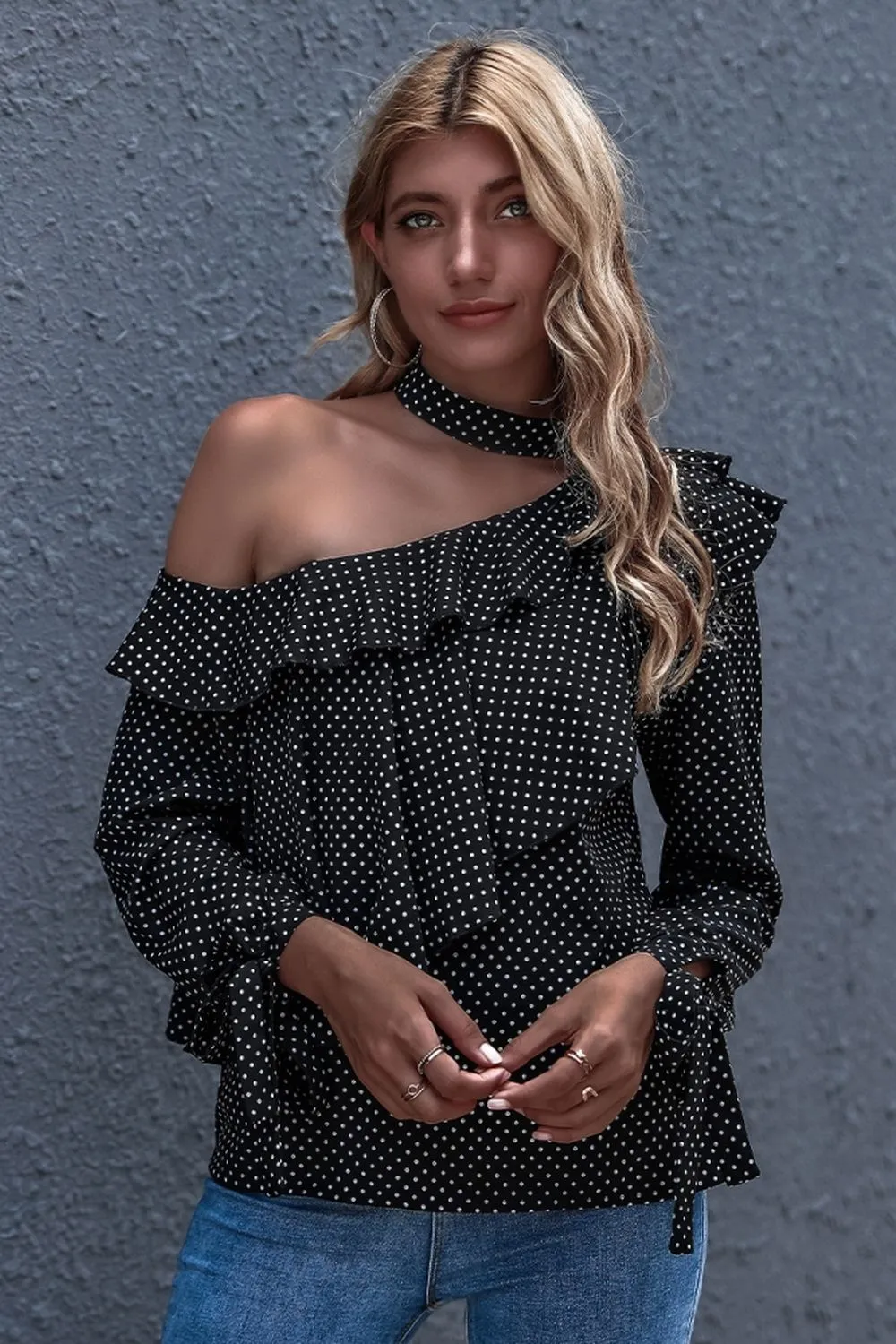 Polka Dot Off-Shoulder Blouse