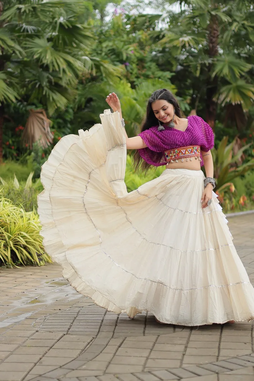 Purple Elegant Lehenga with Leheriya Print Blouse