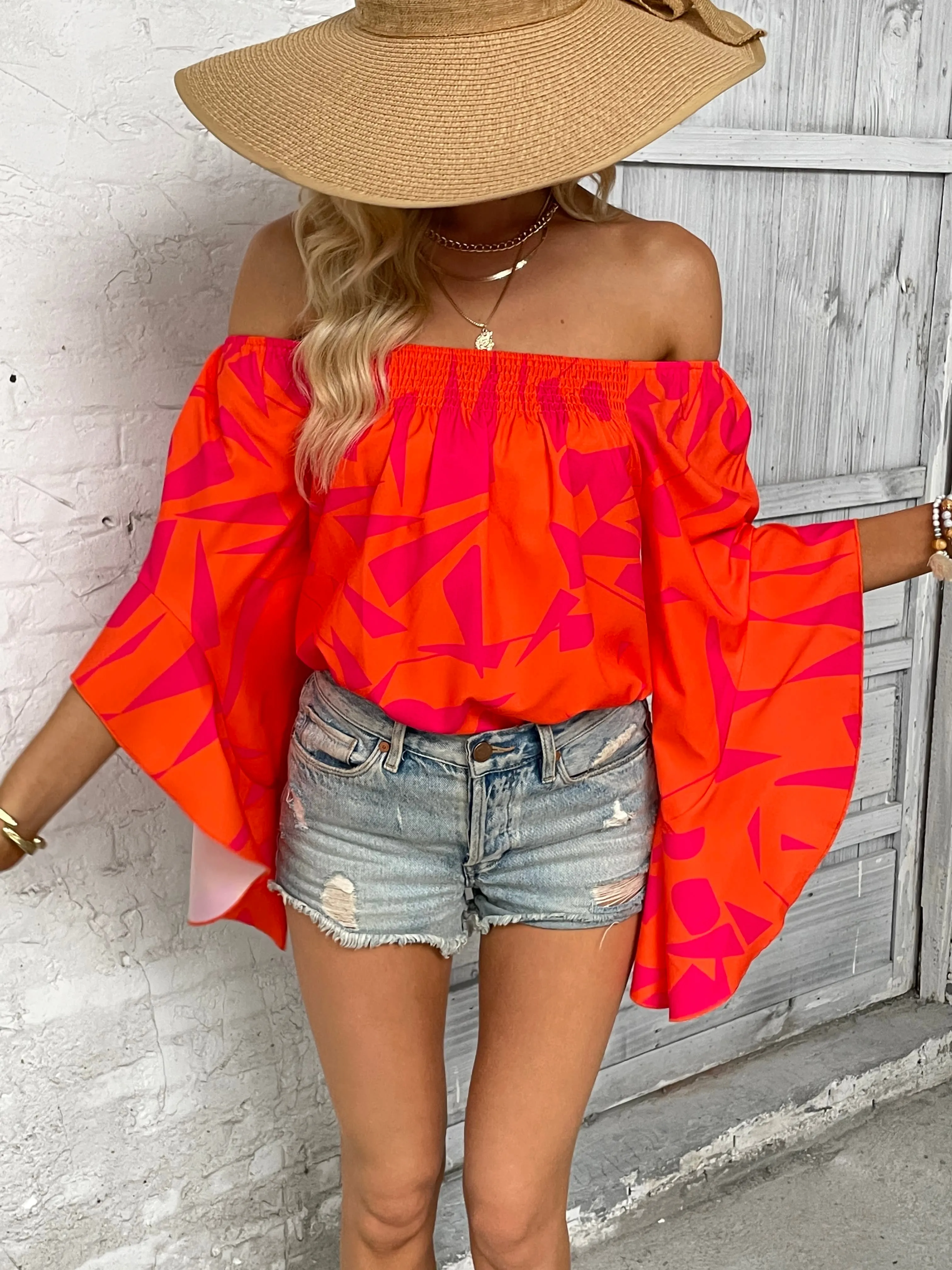 Resort Off-Shoulder Bell Sleeve Blouse