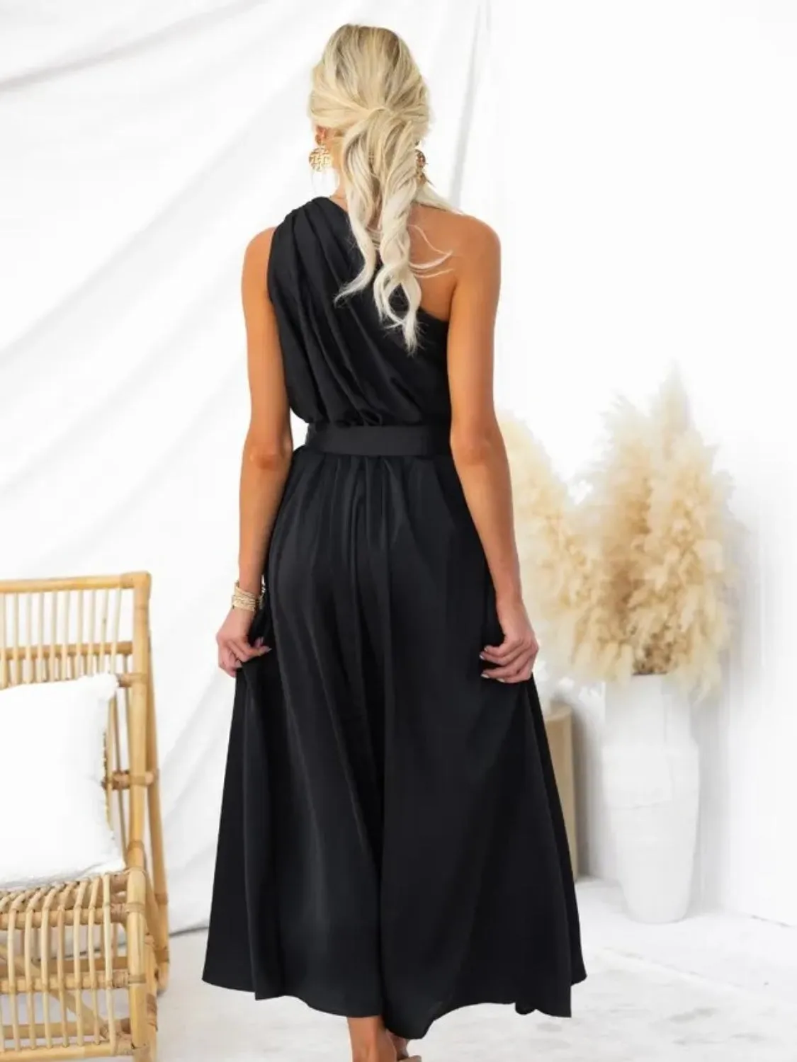 Ruched One Shoulder Resort Maxi Dress