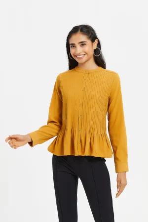 Senior Girls Mustard Pleated Blouse