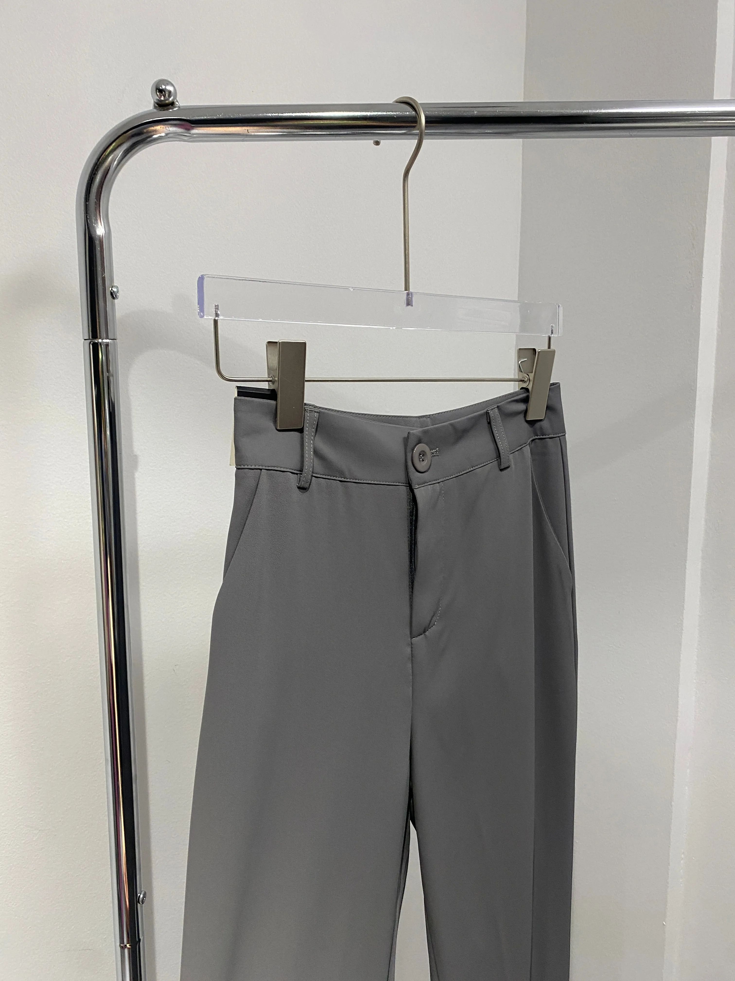 Split Hem Flared Trousers - Smoke