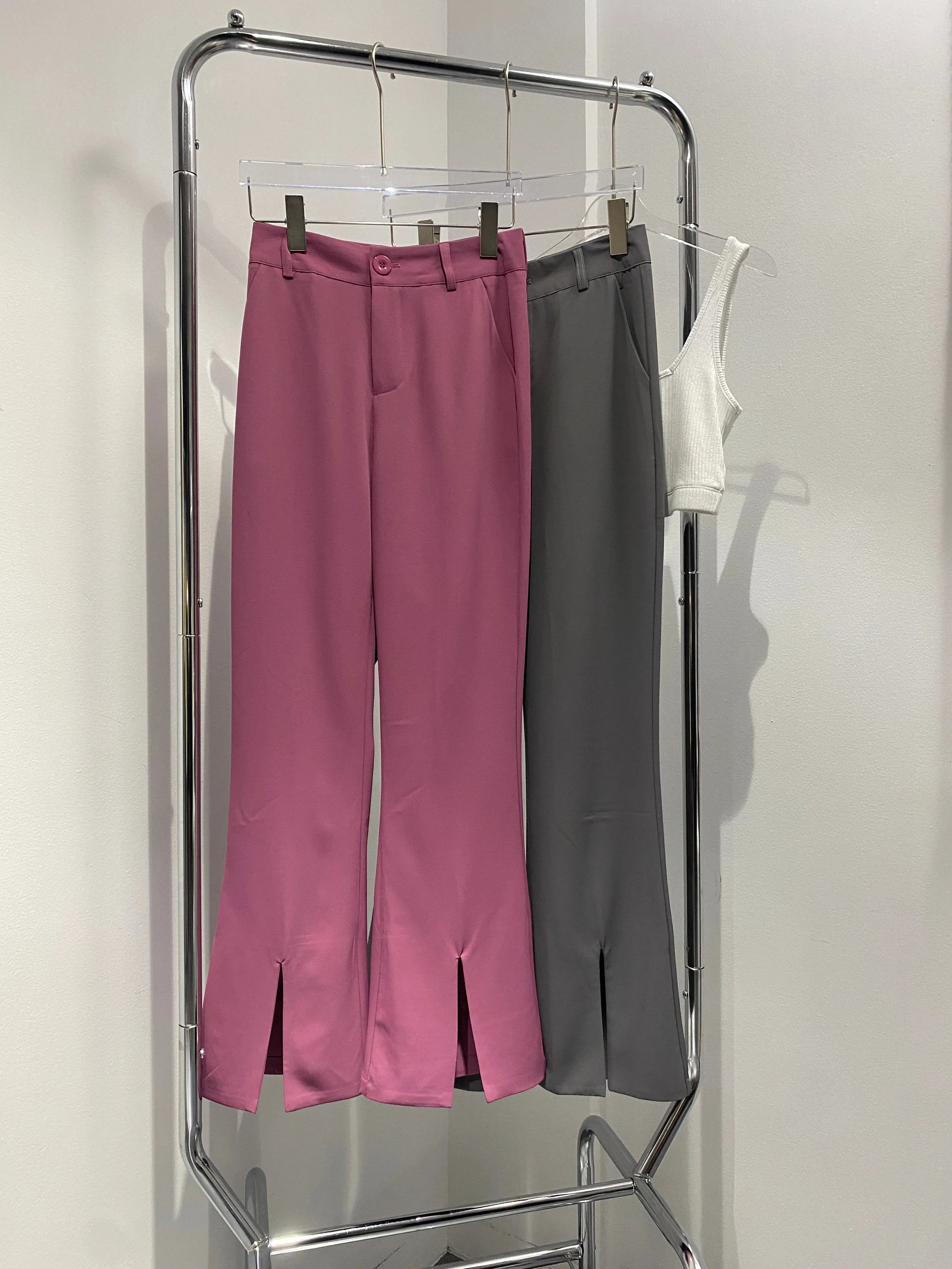 Split Hem Flared Trousers - Sorbet