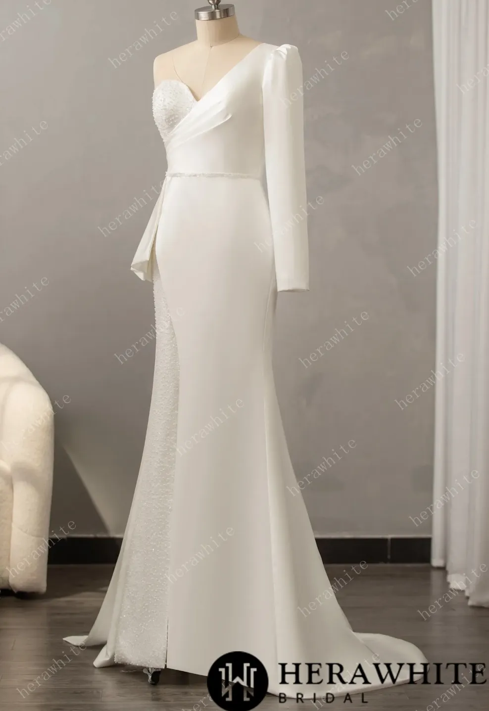 Sweetheart Neckline Wedding Dress with One Shoulder