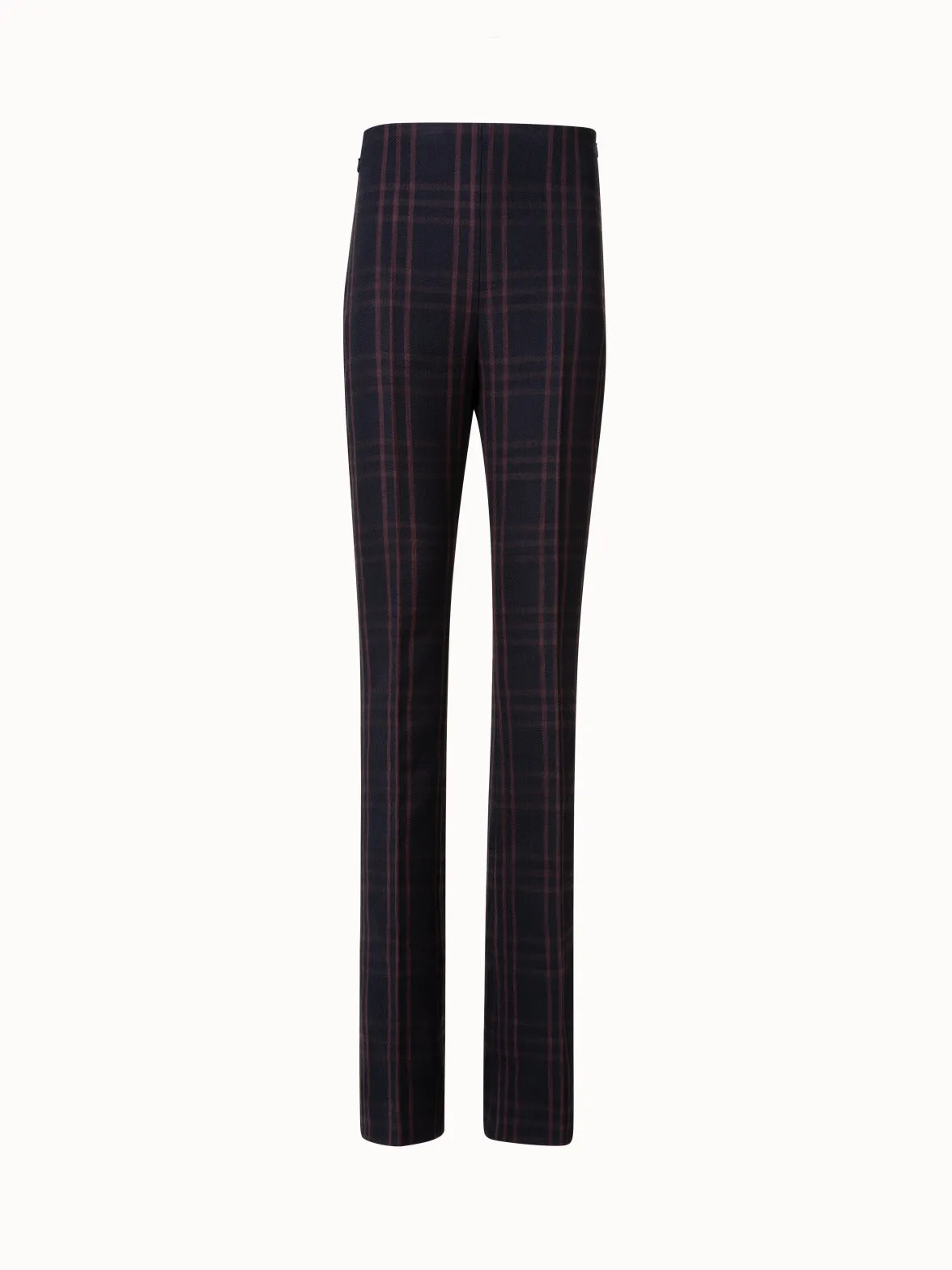 Wool Double-Weave Bootcut Pants with Window Pane Check